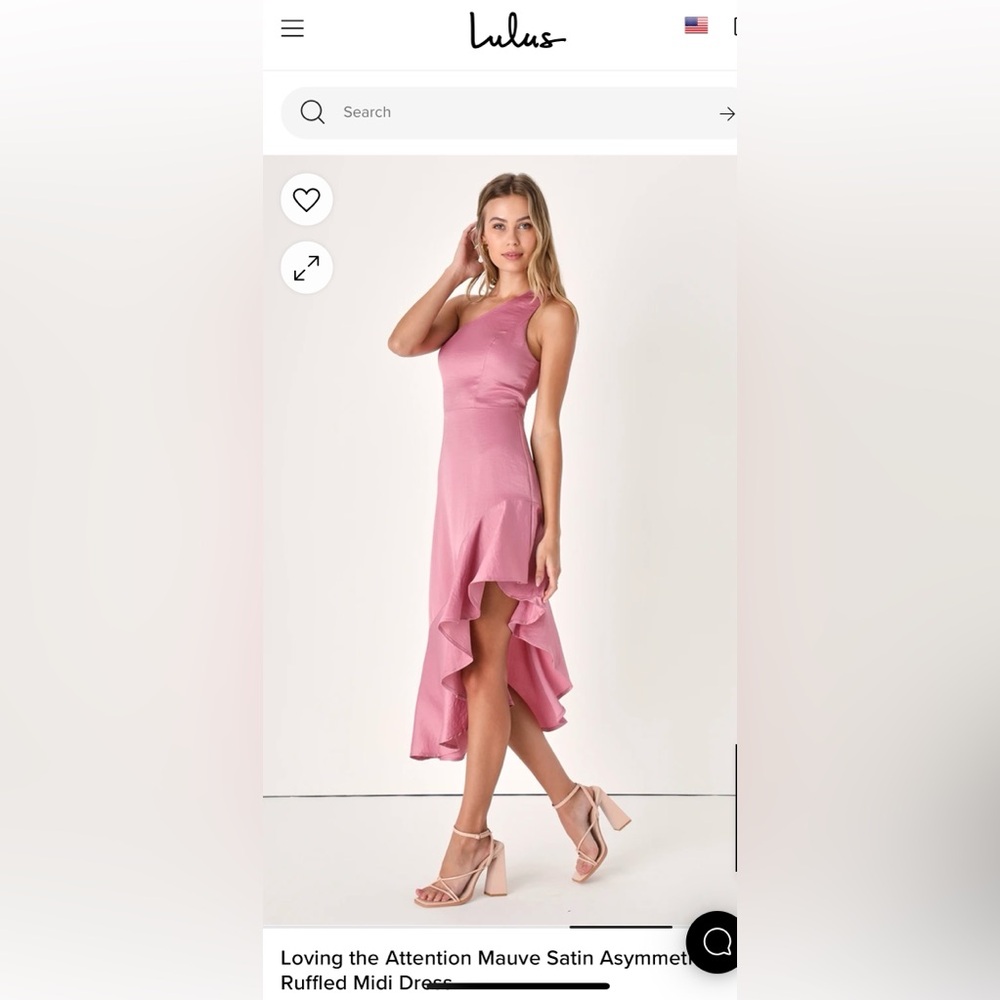 Lulus Loving the Attention Mauve Satin Asymmetrical Ruffled Midi Dress size S